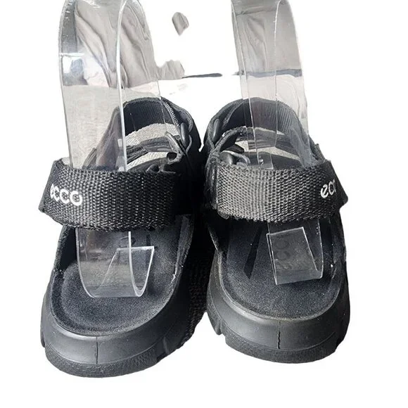 ECCO Sandals Genuine Leather Adjustable Comfortable Black Big Kids 3.5 US - Picture 5 of 11